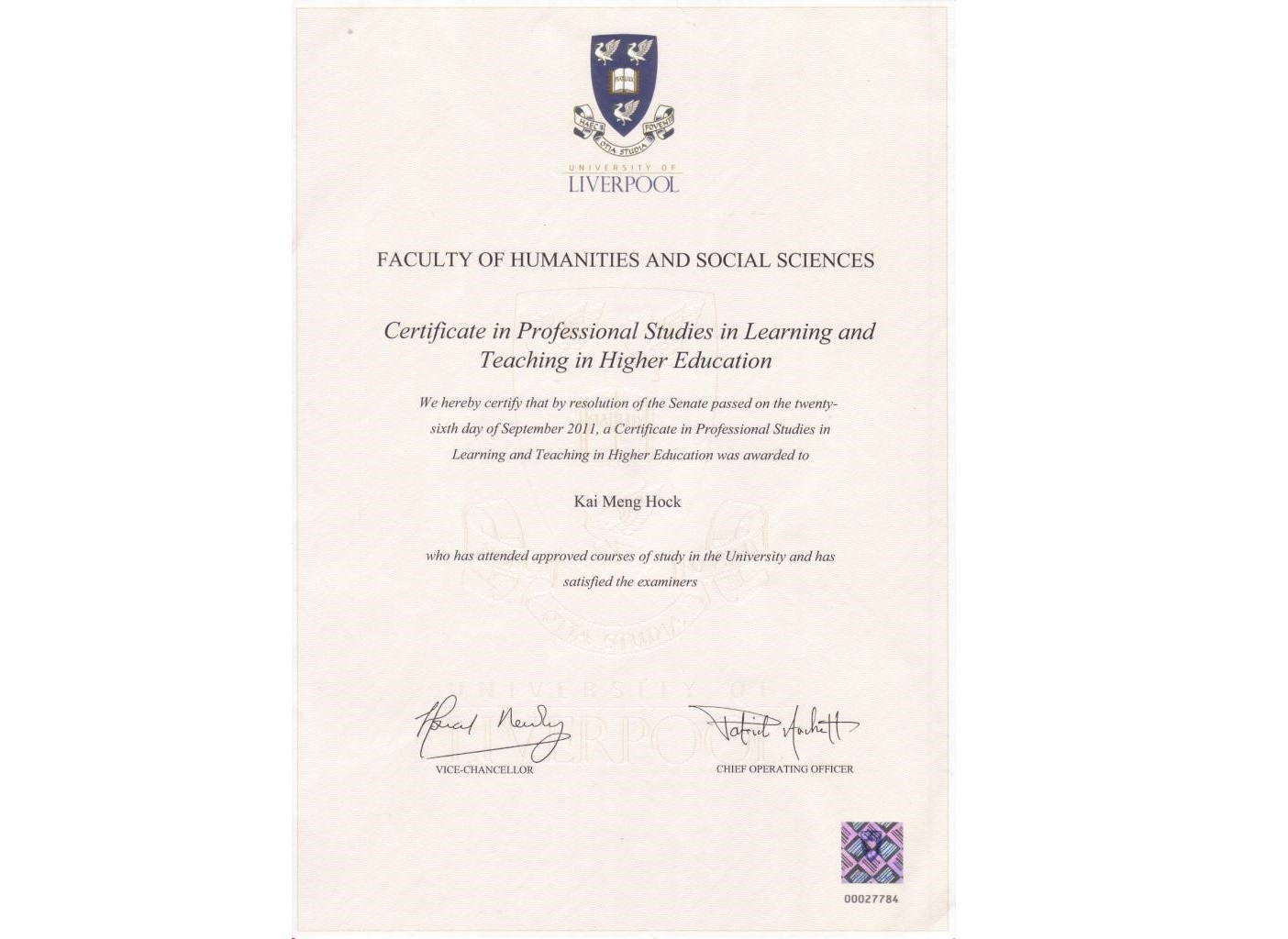 liverpool teaching cert